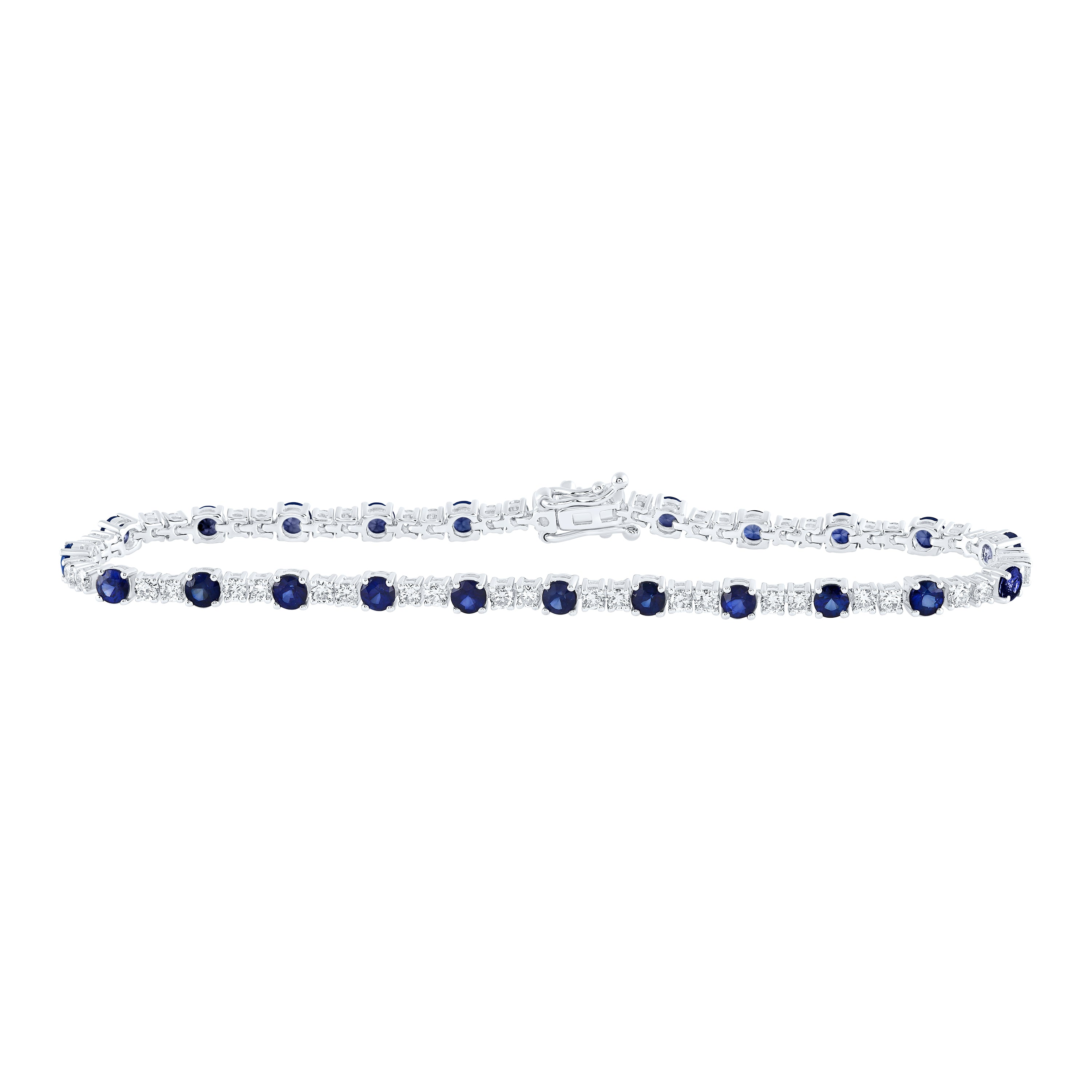 14Kt White Gold 1 1/2Ctw-Diamond 2 7/8Ct-Sapp Bracelet (7 Inch) (6.61 grams)