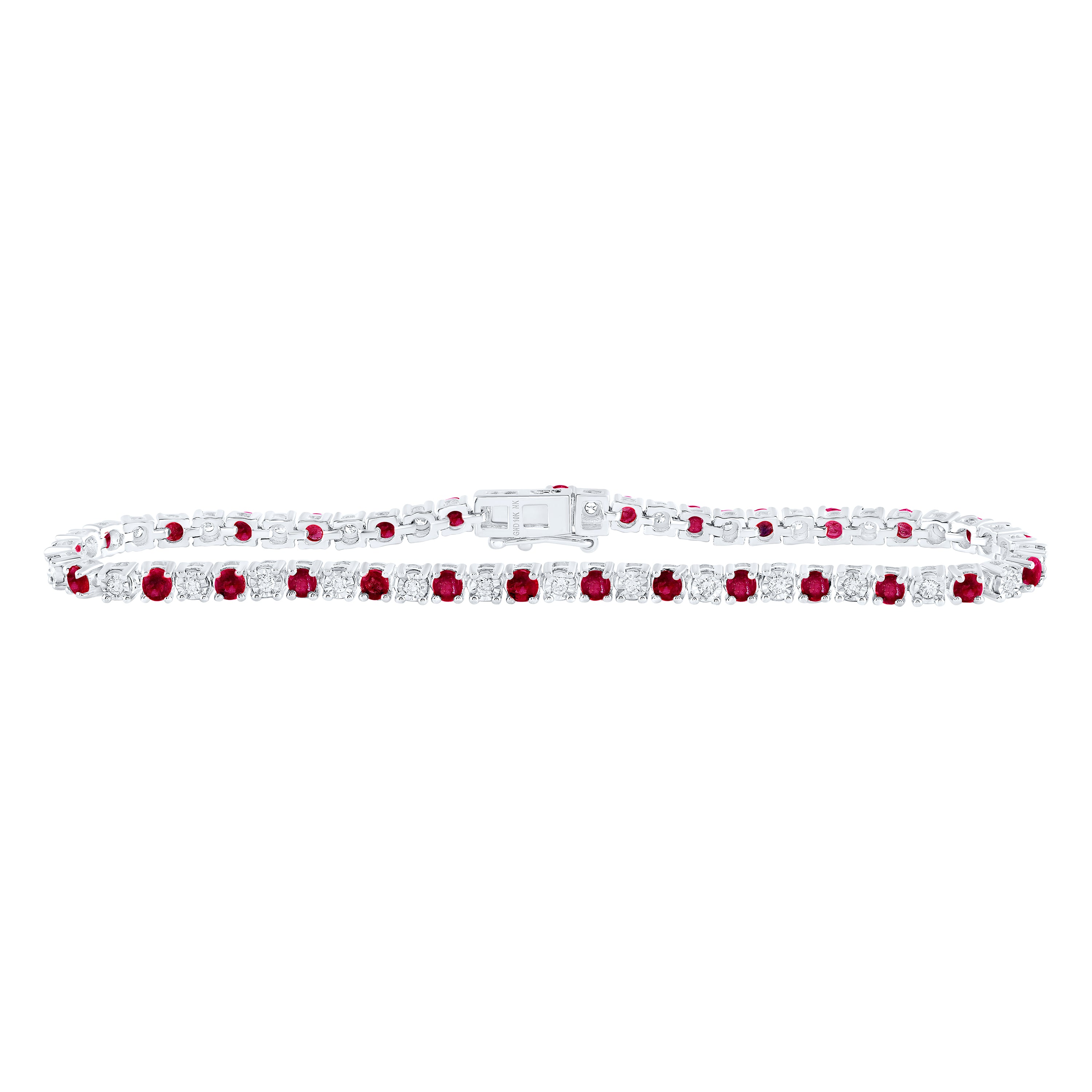 10Kt White Gold 1/2Ctw-Dia Nk 2 1/2Ct-Ruby Bracelet (9.39 grams)