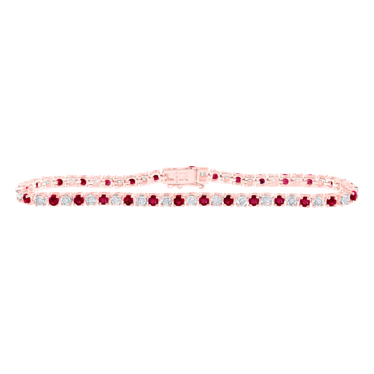 10Kt Rose Gold 1/2Ctw-Diamond 2 1/2Ct-Ruby Bracelet (9.39 grams)