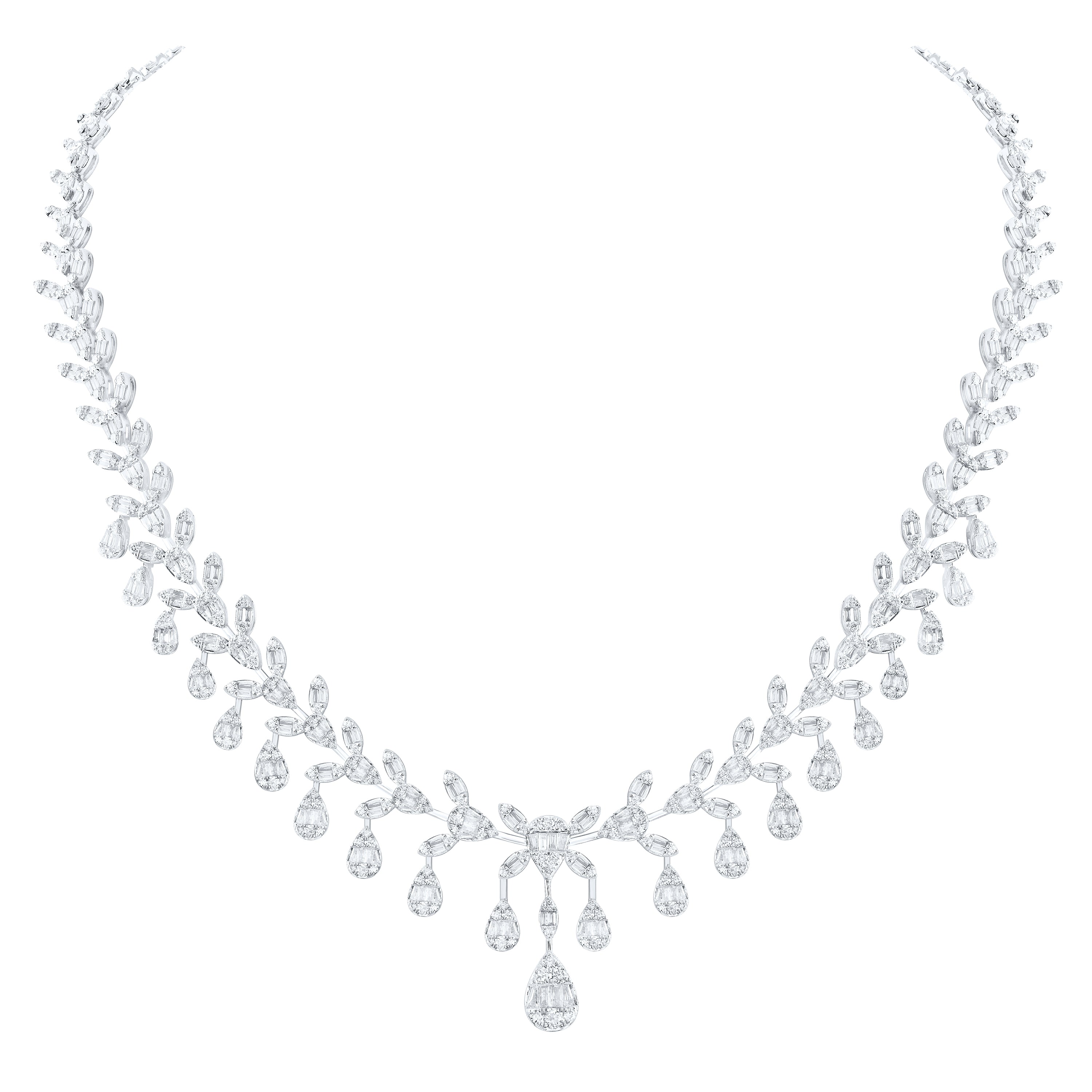 14Kt White Gold 10 1/3 Ctw-Diamond Ana M Fashion Necklace (16 Inch) (37.79 grams)