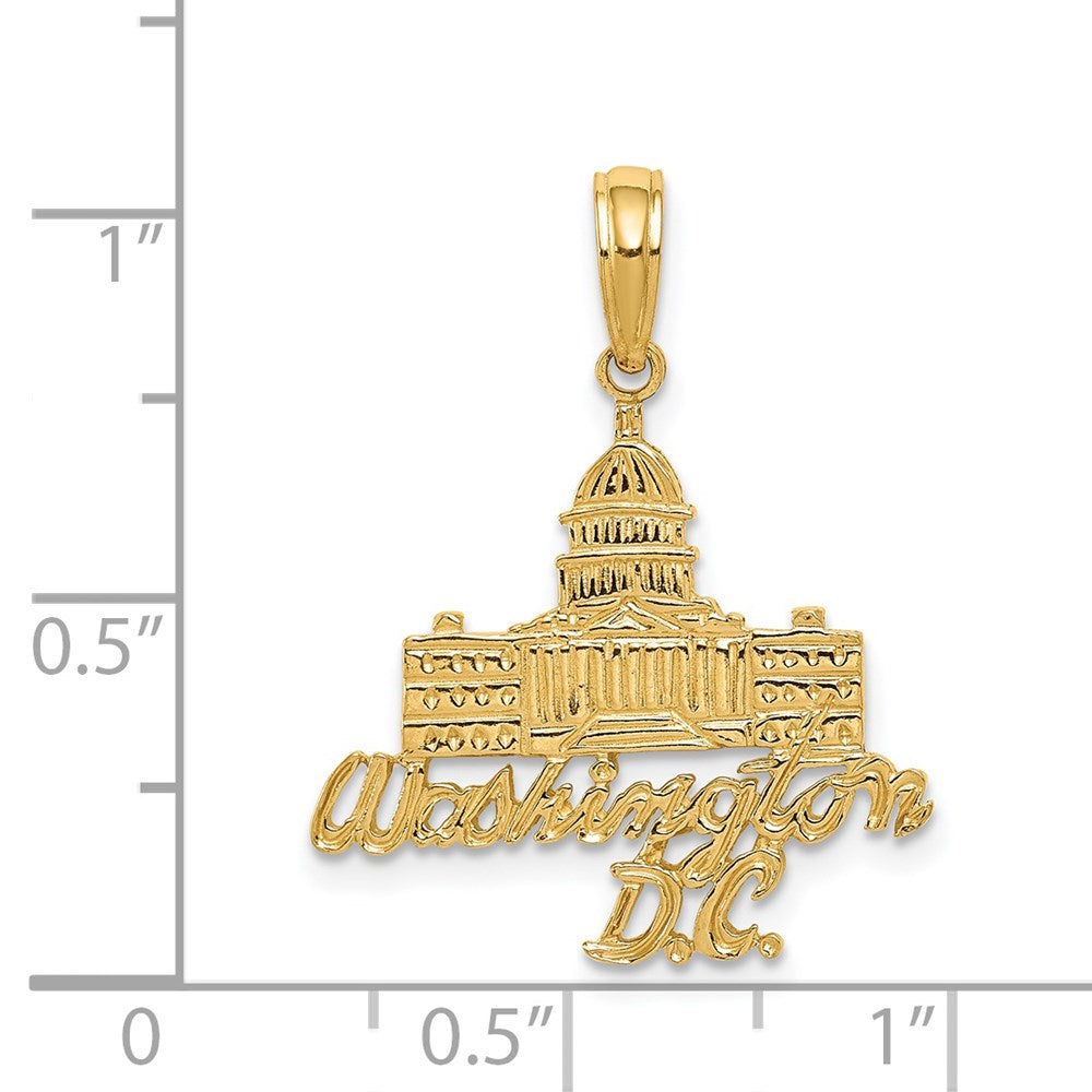 14k Yellow Gold 20 mm WASHINGTON D.C. Capitol Building Pendant (1.46 grams)