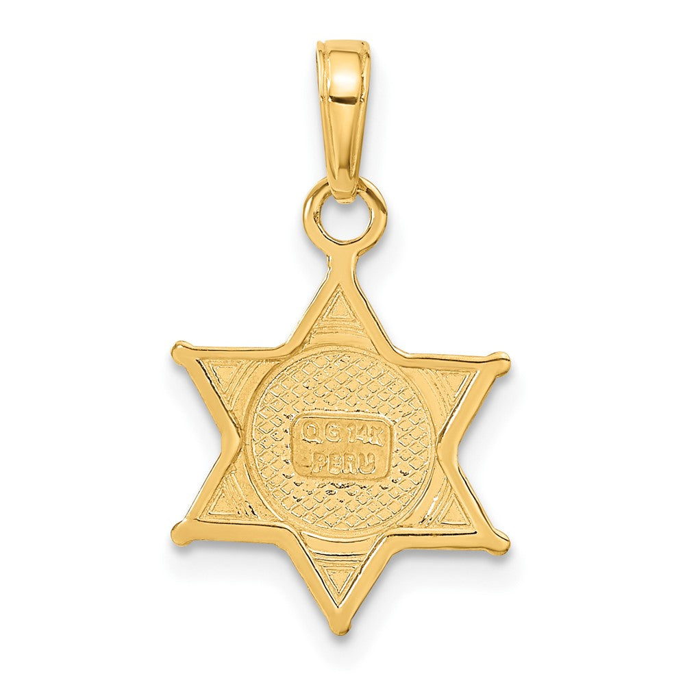 14k Yellow Gold 14 mm DEPUTY SHERIFF Badge with Bear Pendant (1.52 grams)