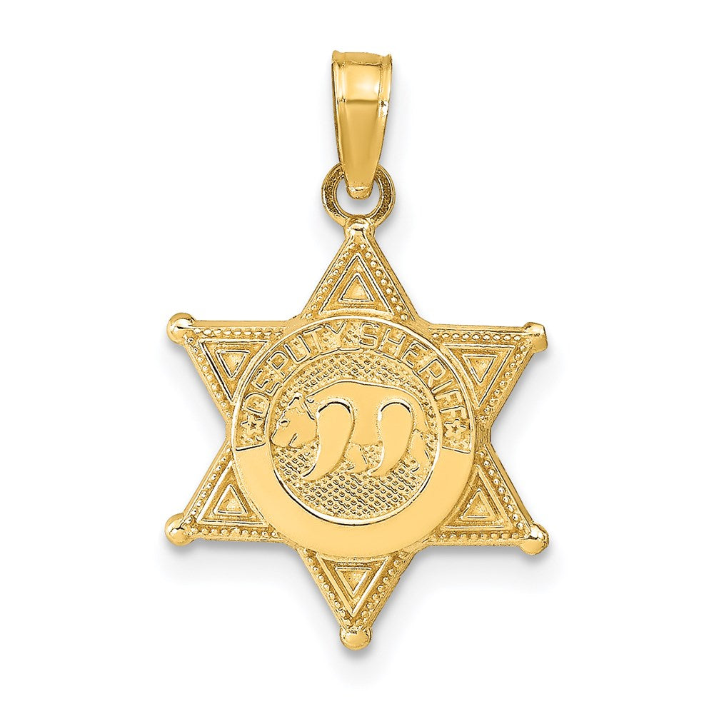 14k Yellow Gold 14 mm DEPUTY SHERIFF Badge with Bear Pendant (1.52 grams)