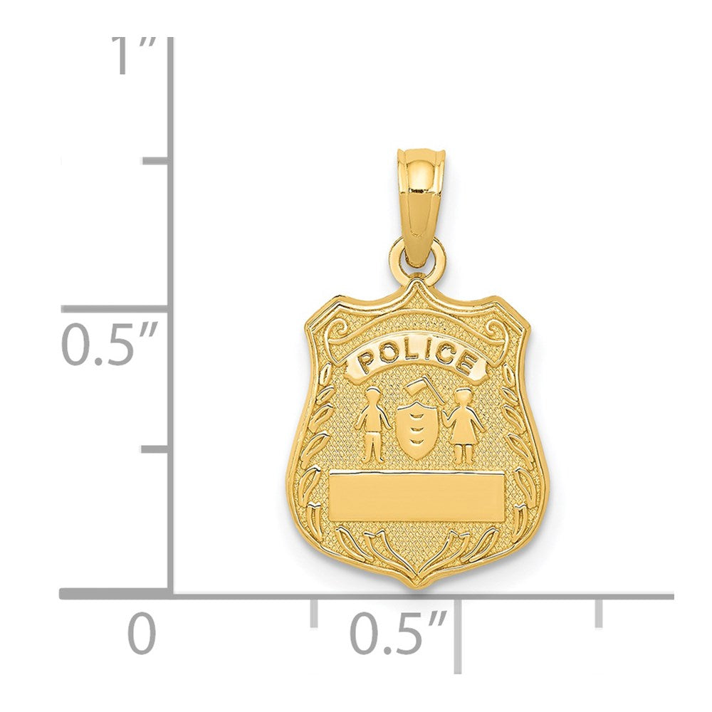 14k Yellow Gold 12 mm POLICE Badge Pendant (1.26 grams)