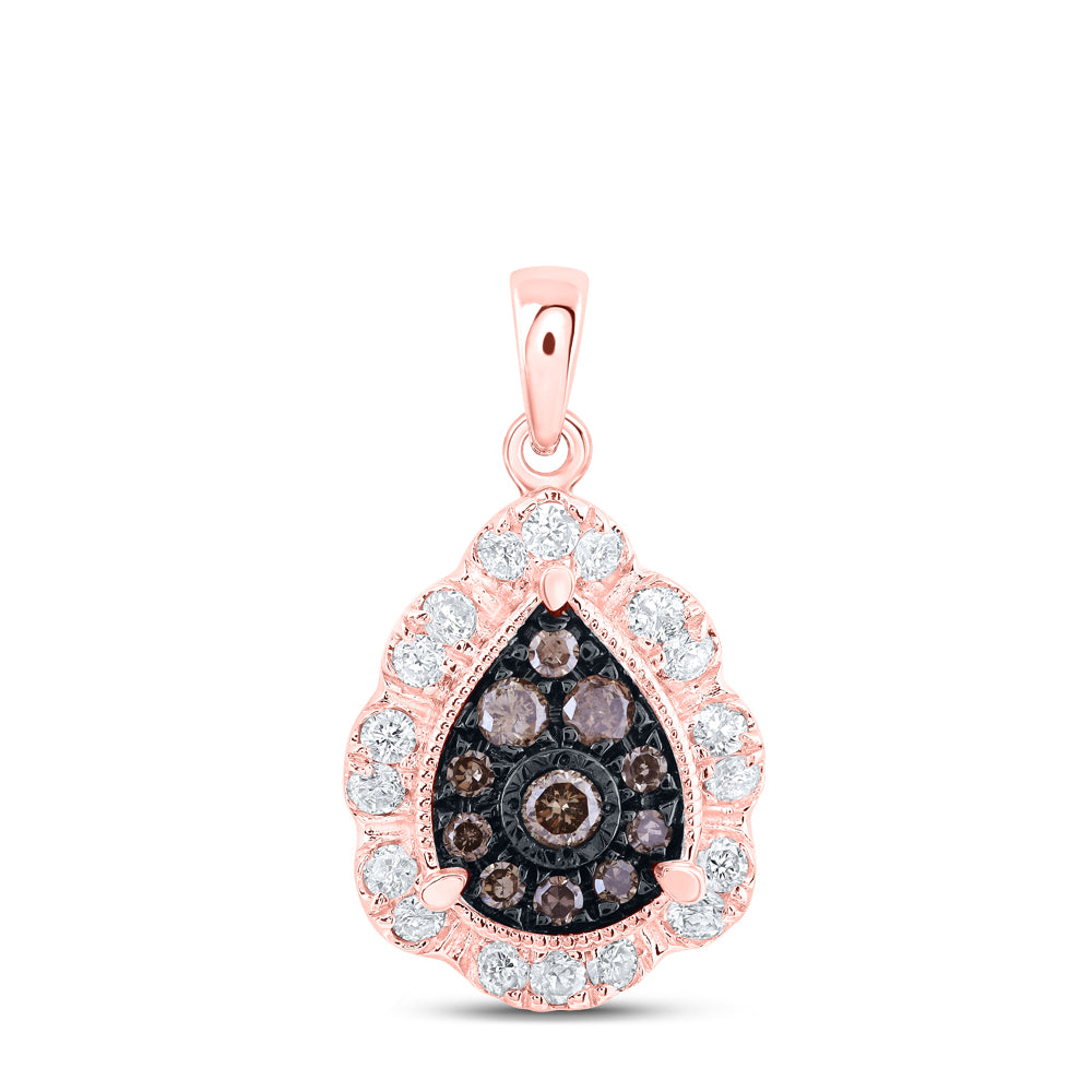 10Kt Rose Gold 1/4Ctw-Dia Nk Cognac Pendant (1.49 grams)