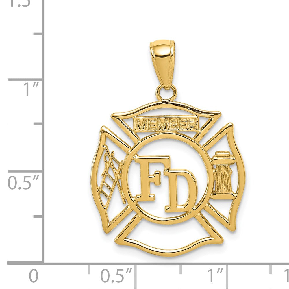 14k Yellow Gold 20.5 mm FD MEMBER in Shield Pendant (1.42 grams)