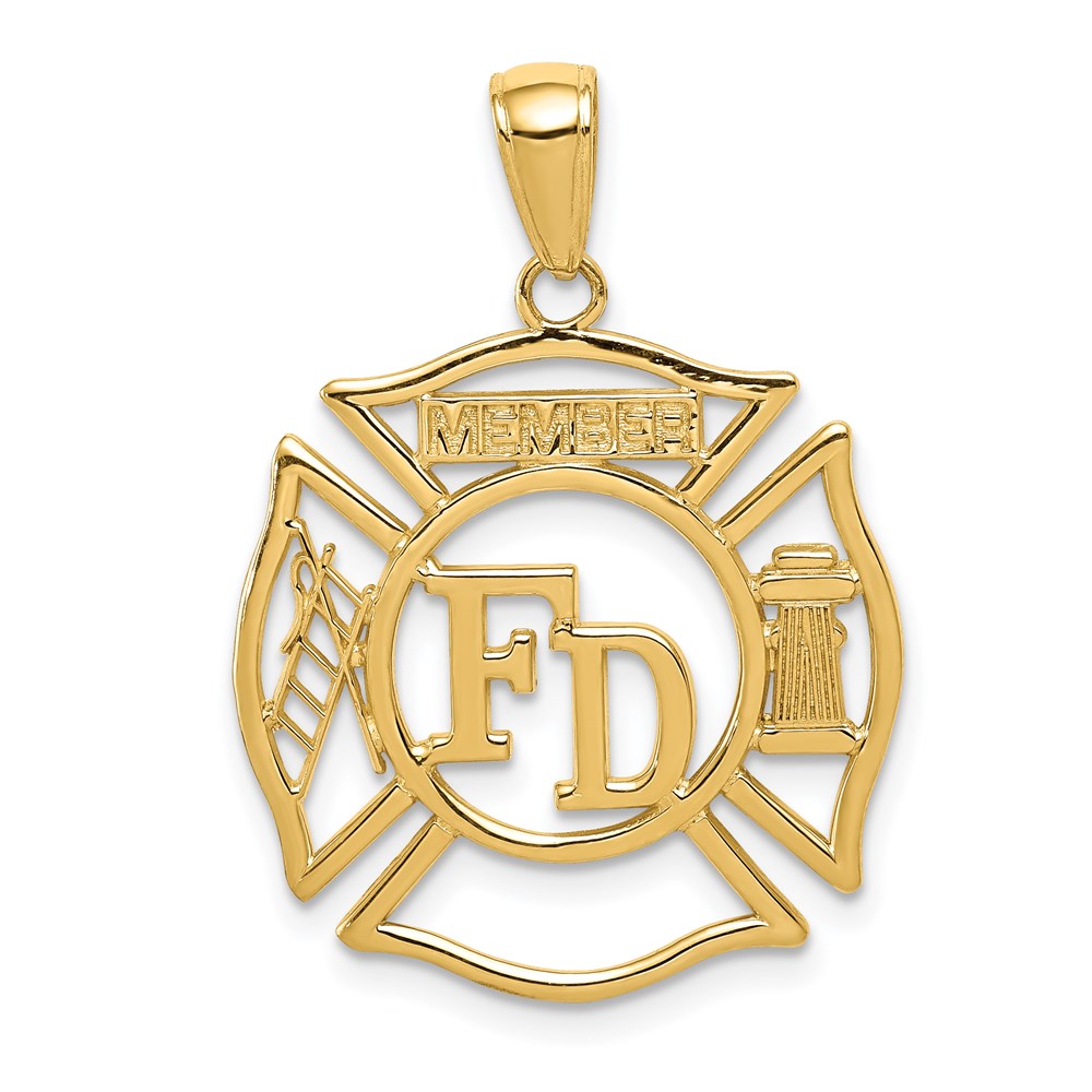 14k Yellow Gold 20.5 mm FD MEMBER in Shield Pendant (1.42 grams)