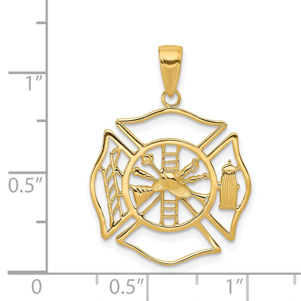 14k Yellow Gold 21 mm Fireman Shield Pendant (1.45 grams)