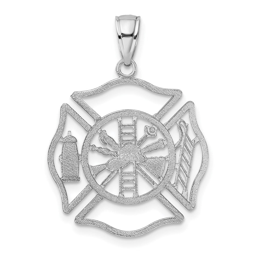 14k White Gold 21 mm Fireman Shield Charm (1.29 grams)
