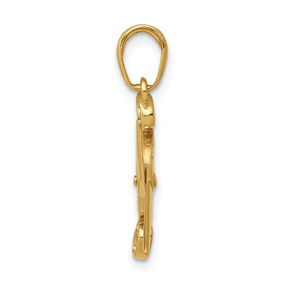 14k Yellow Gold 12 mm 3-D Moveable Scissors Pendant (1.01 grams)