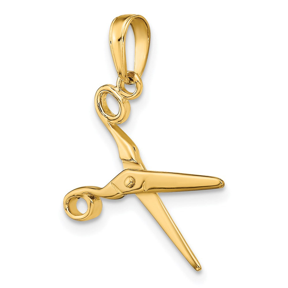 14k Yellow Gold 12 mm 3-D Moveable Scissors Pendant (1.01 grams)