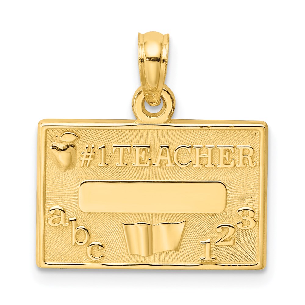14k Yellow Gold 17.35 mm #1 TEACHER Charm (1.69 grams)