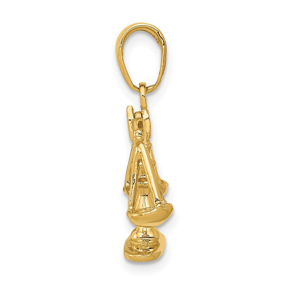 14k Yellow Gold 20 mm 3-D Moveable Scales of Justice Pendant (1.96 grams)