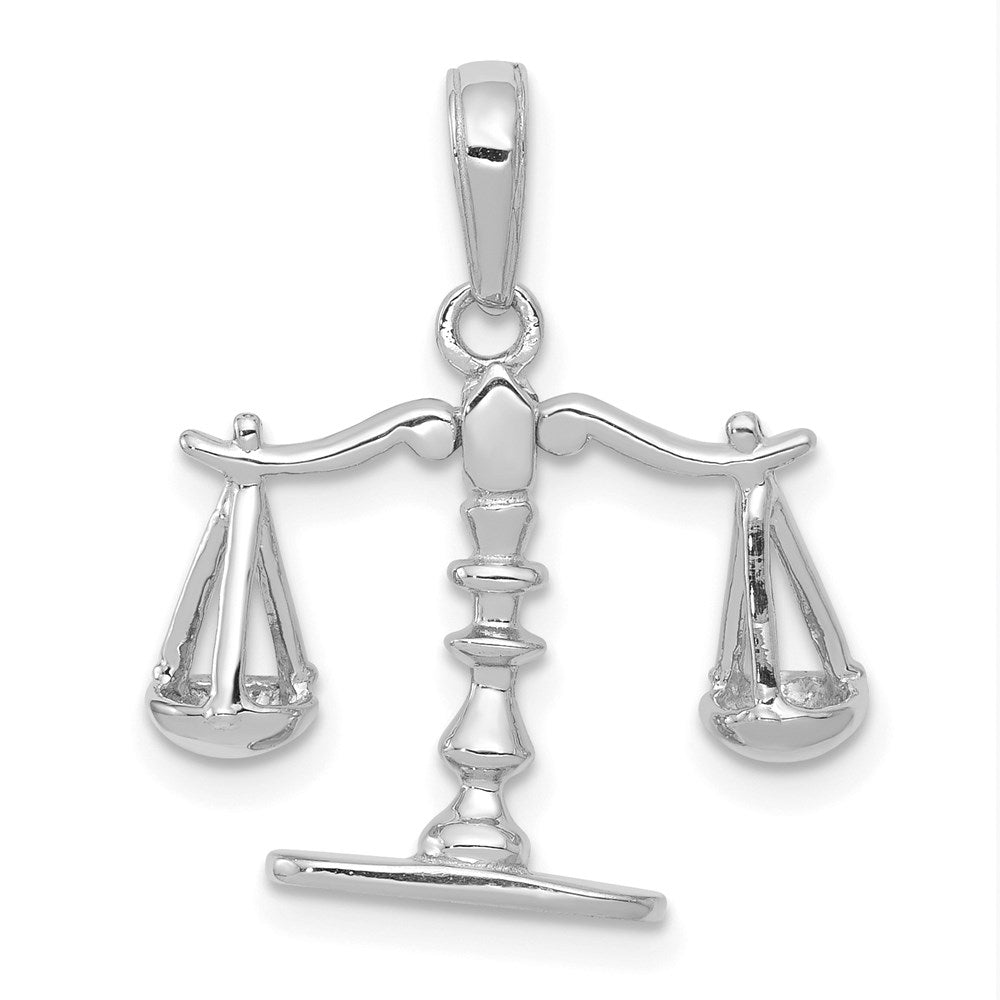 14k White Gold 20 mm 3-D Moveable Scales of Justice Pendant (1.73 grams)