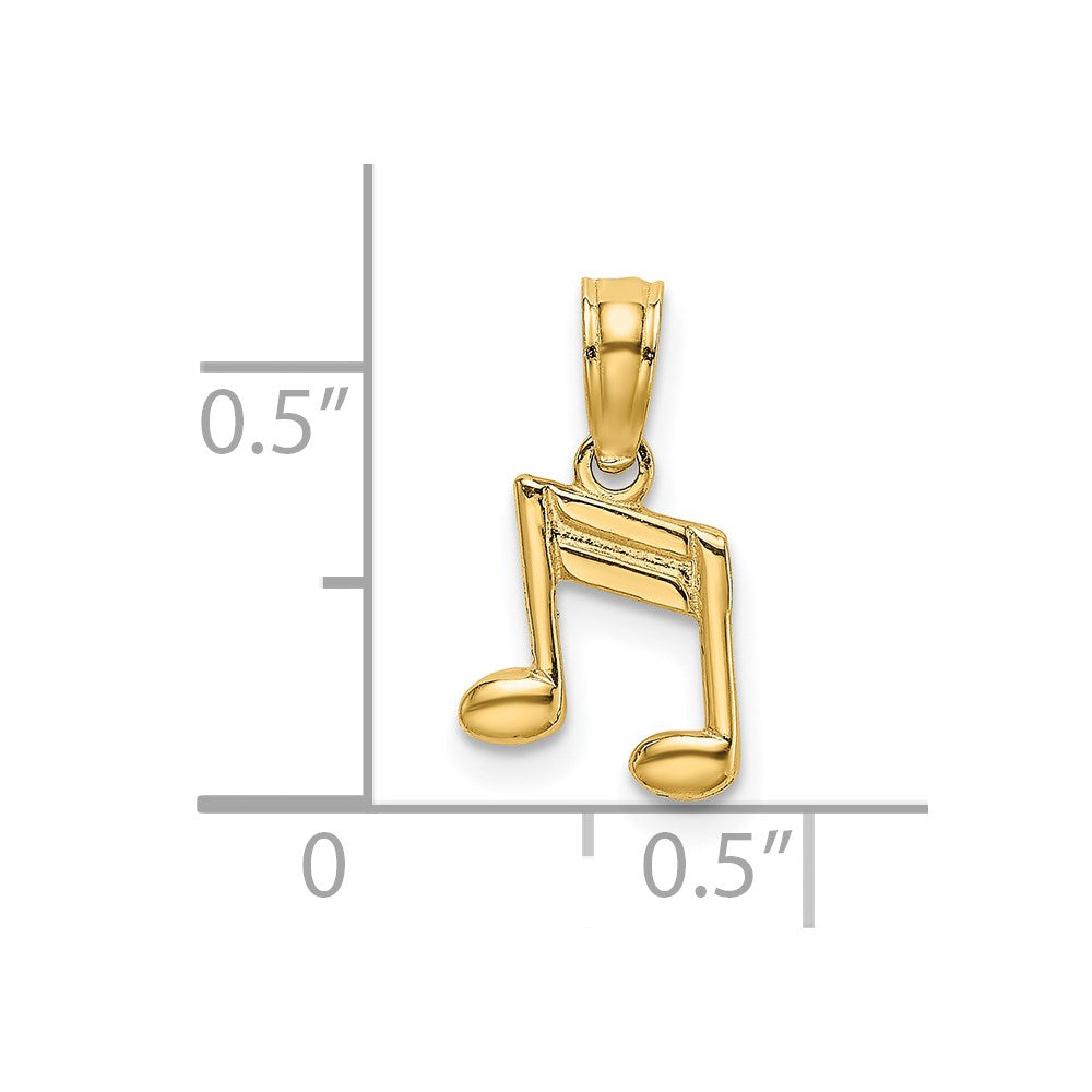 14k Yellow Gold 7.4 mm Double Notes Charm (0.33 grams)