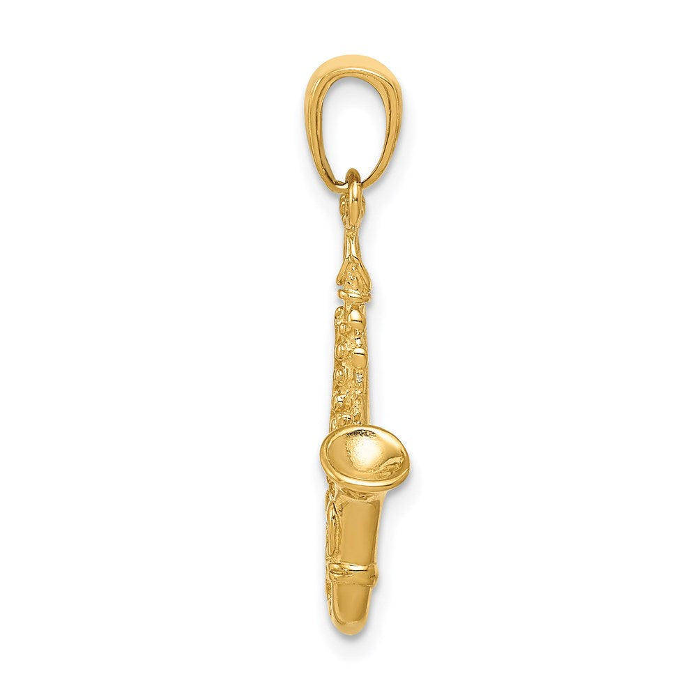 14k Yellow Gold 12 mm 3-D Saxophone Pendant (1.55 grams)