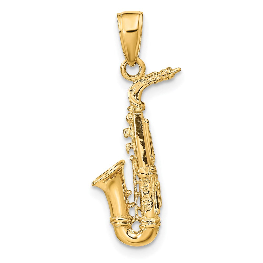 14k Yellow Gold 12 mm 3-D Saxophone Pendant (1.55 grams)