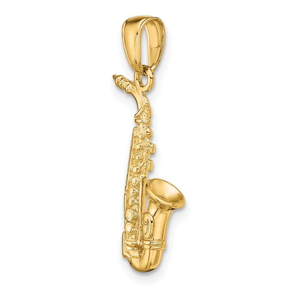 14k Yellow Gold 12 mm 3-D Saxophone Pendant (1.55 grams)