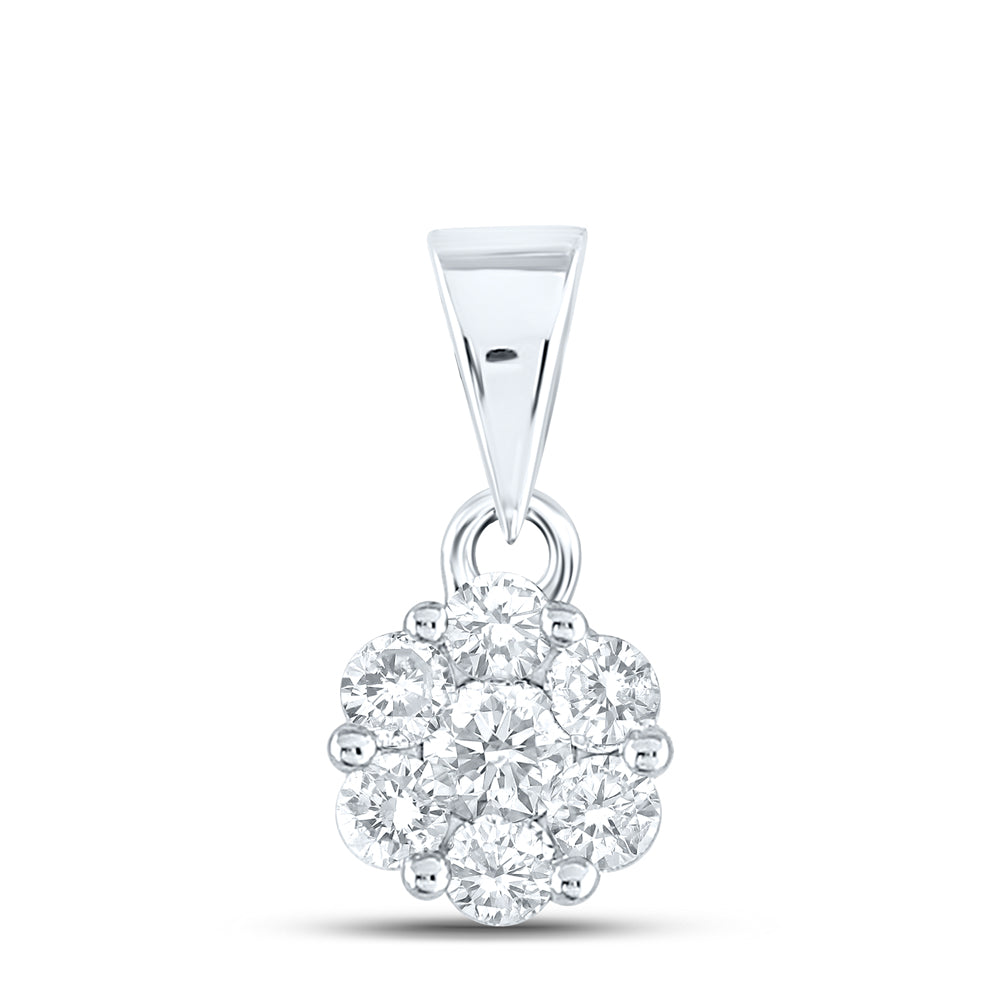 14Kt White Gold 1/2Ctw-Dia Nke Flower Fashion Pendant (1.28 grams)