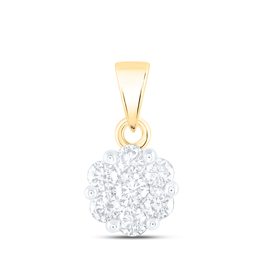 14Kt Yellow Gold 1 1/2Ctw-Dia Nke Fashion Flower Pendant (2.9 grams)