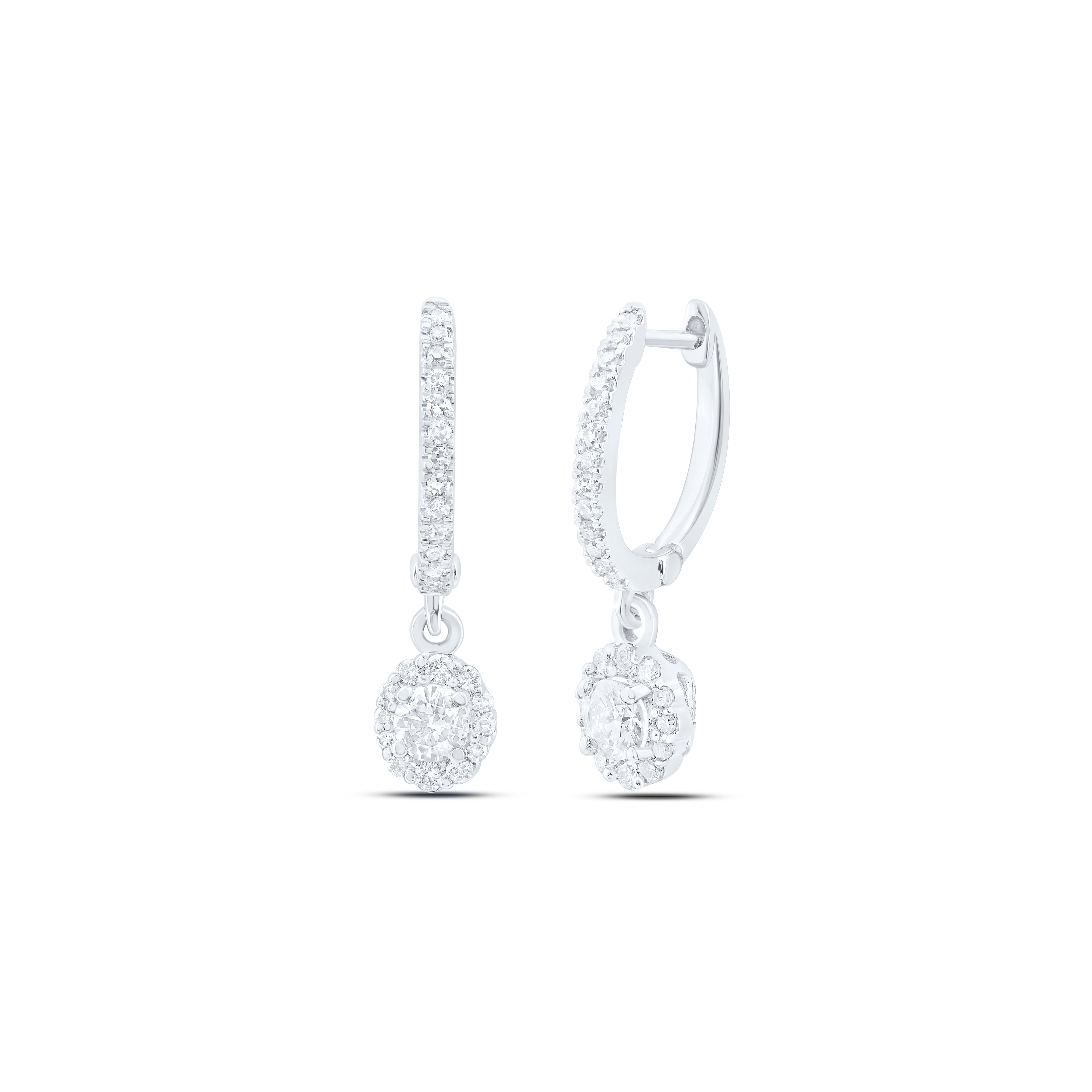14Kt White Gold 5/8 Ctw Dia Nke Dangling Earring (2.15 grams)