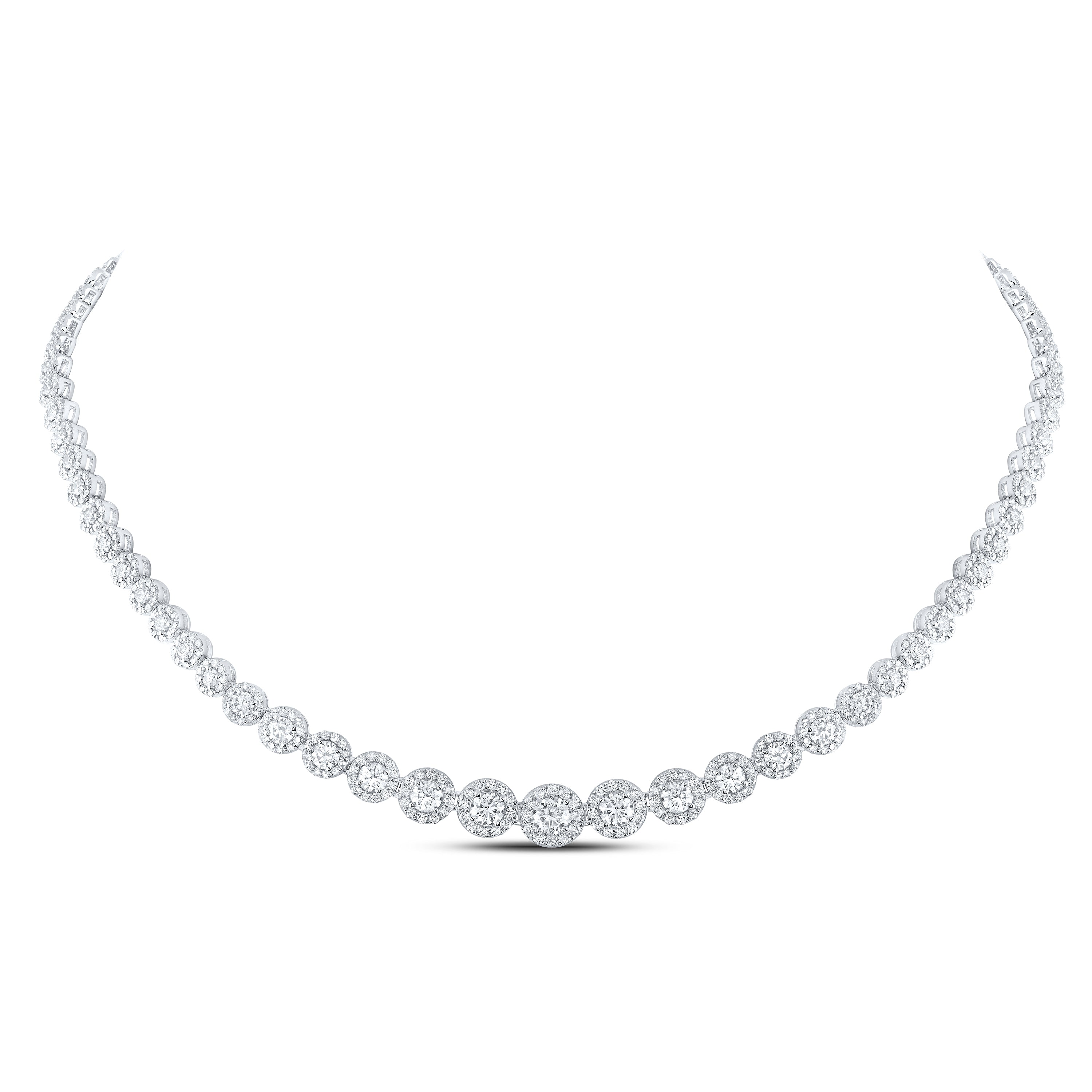 14Kt White Gold 8 1/5Ctw-Diamond Fashion Necklace (16 Inch) (19.33 grams)