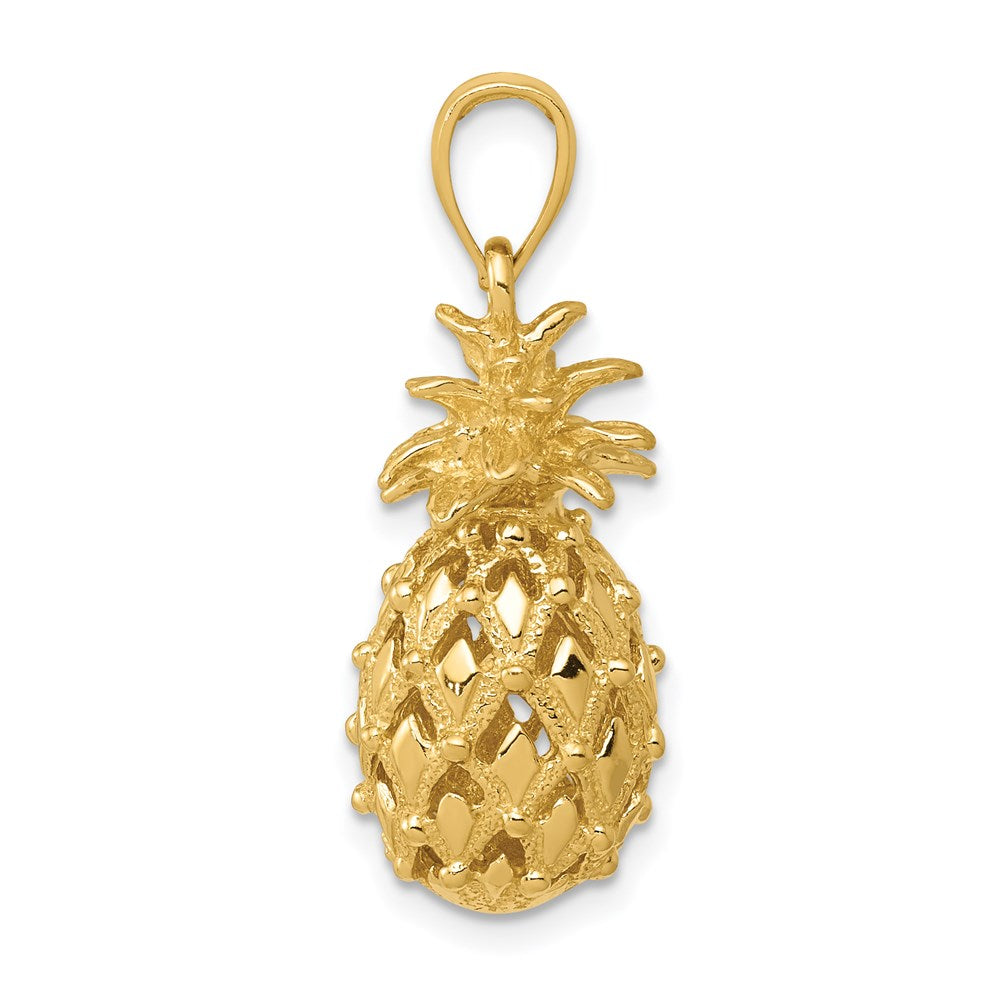14k Yellow Gold 11 mm 3-D Cut-Out Pineapple Pendant (3.99 grams)