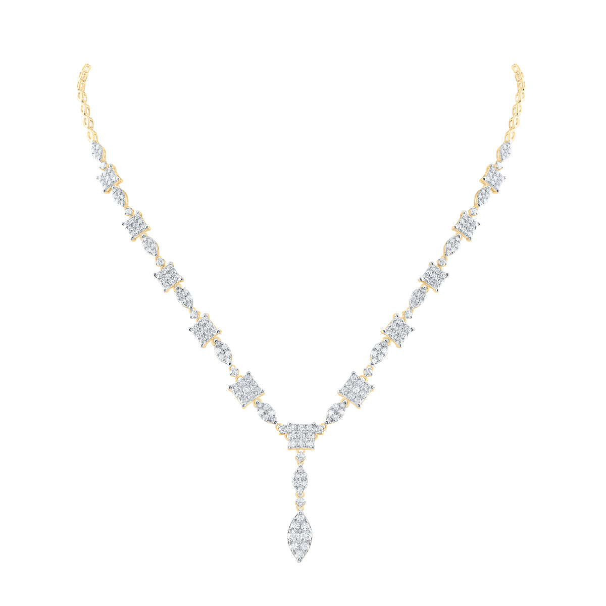 14Kt Yellow Gold 3 3/4Ctw-Diamond Ana M Fashion Necklace (17 Inch) (14.21 grams)