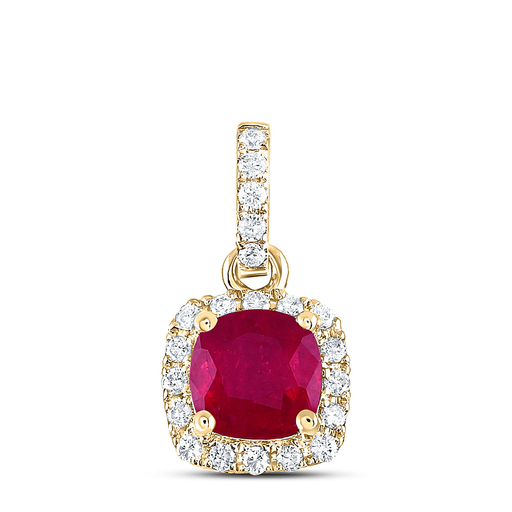 14Kt Yellow Gold 1/10Ctw-Dia Ana M 5 Mm-Ruby Nat Gem Pendant (3.78 grams)