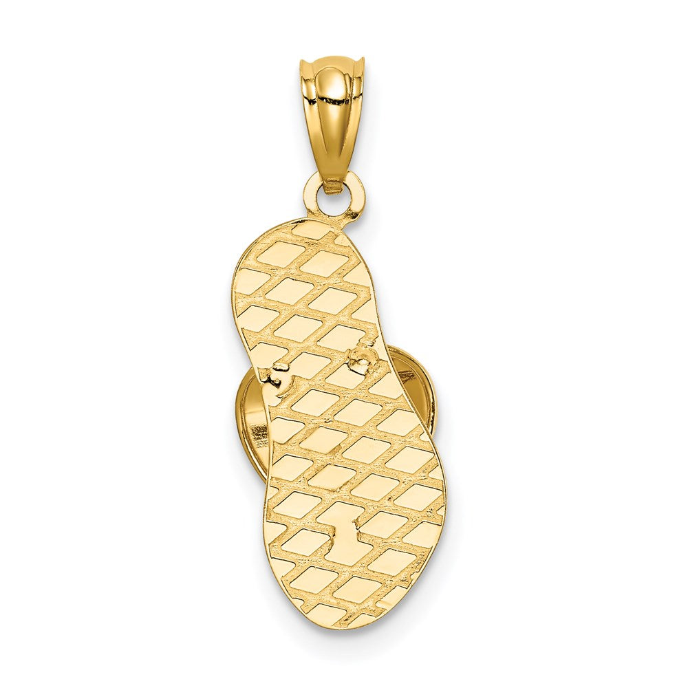 14k Yellow Gold 9 mm 3D Flip Flop Pendant (1.29 grams)