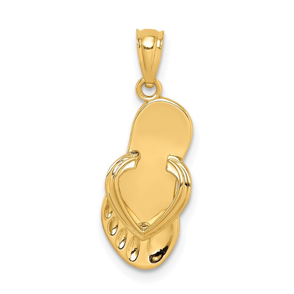 14k Yellow Gold 9 mm 3D Flip Flop Pendant (1.29 grams)