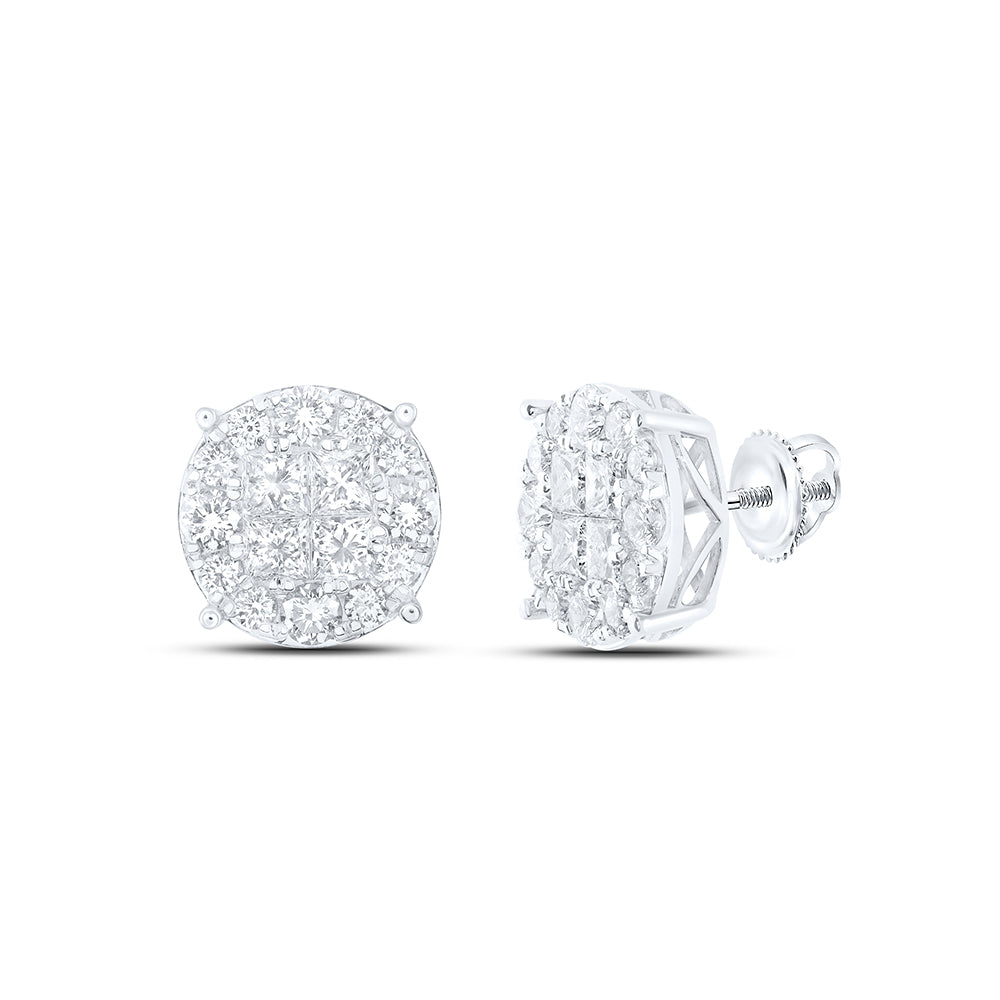 14Kt White Gold 3Ctw-Dia Nke Fashion Round Earrings (3.35 grams)