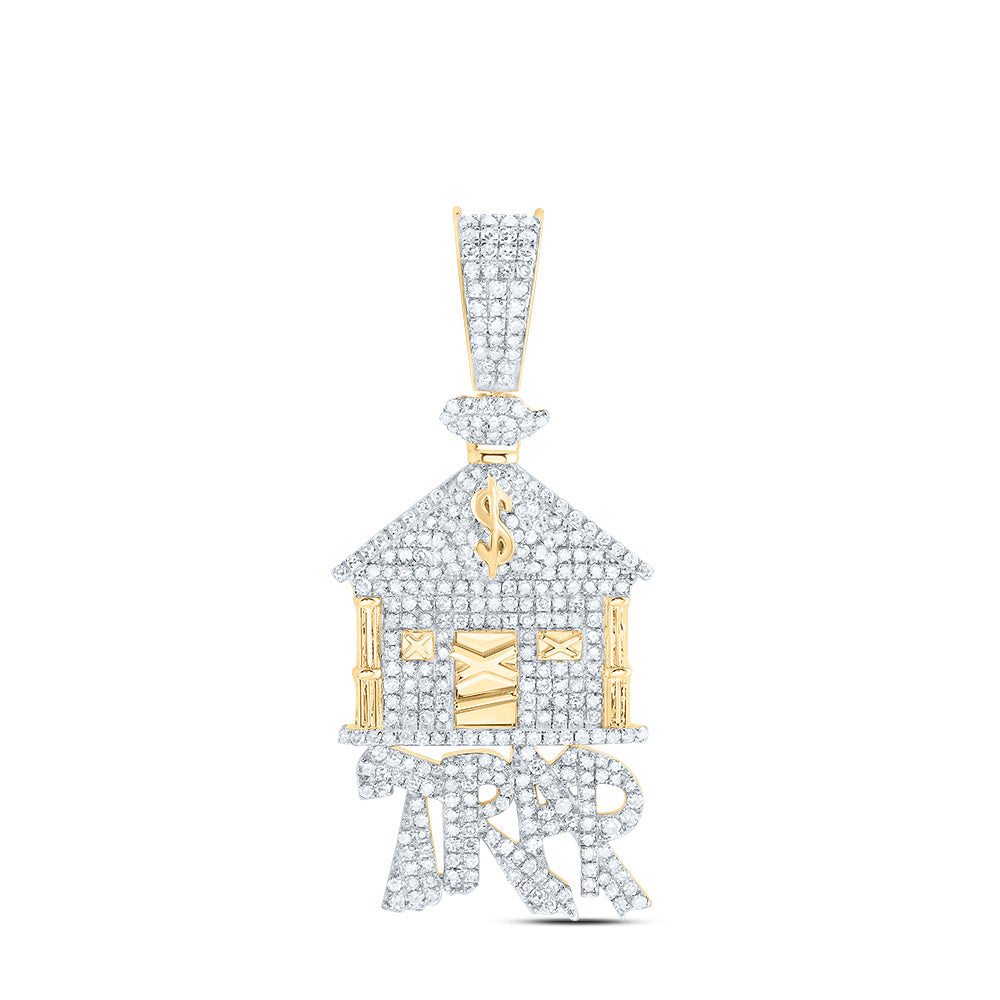 10Kt Yellow Gold 1 1/2Ctw-Dia Nk Trap House Mens Charm (7.36 grams)