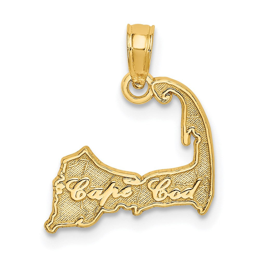 14k Yellow Gold 14.45 mm CAPE COD Map Charm (0.58 grams)