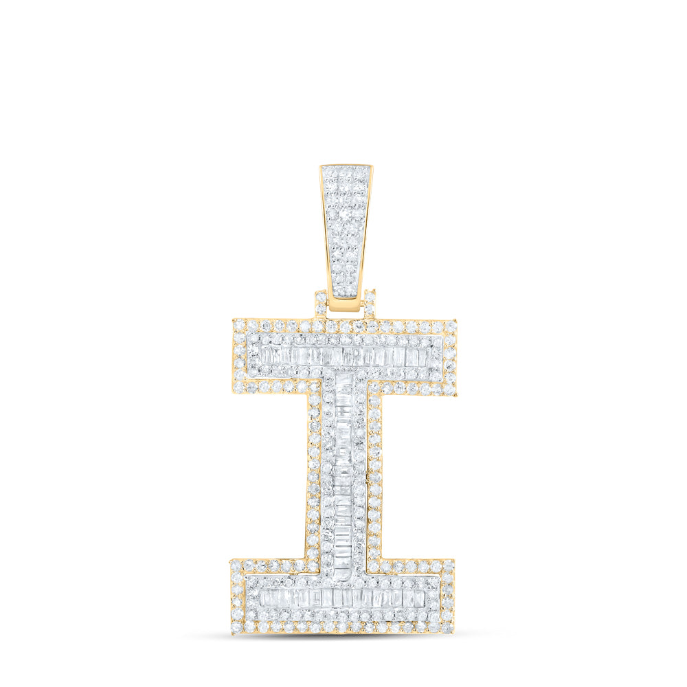 10Kt Yellow Gold 1 7/8Ctw-Dia P1 Initial I" Mens Pendant" (6.54 grams)