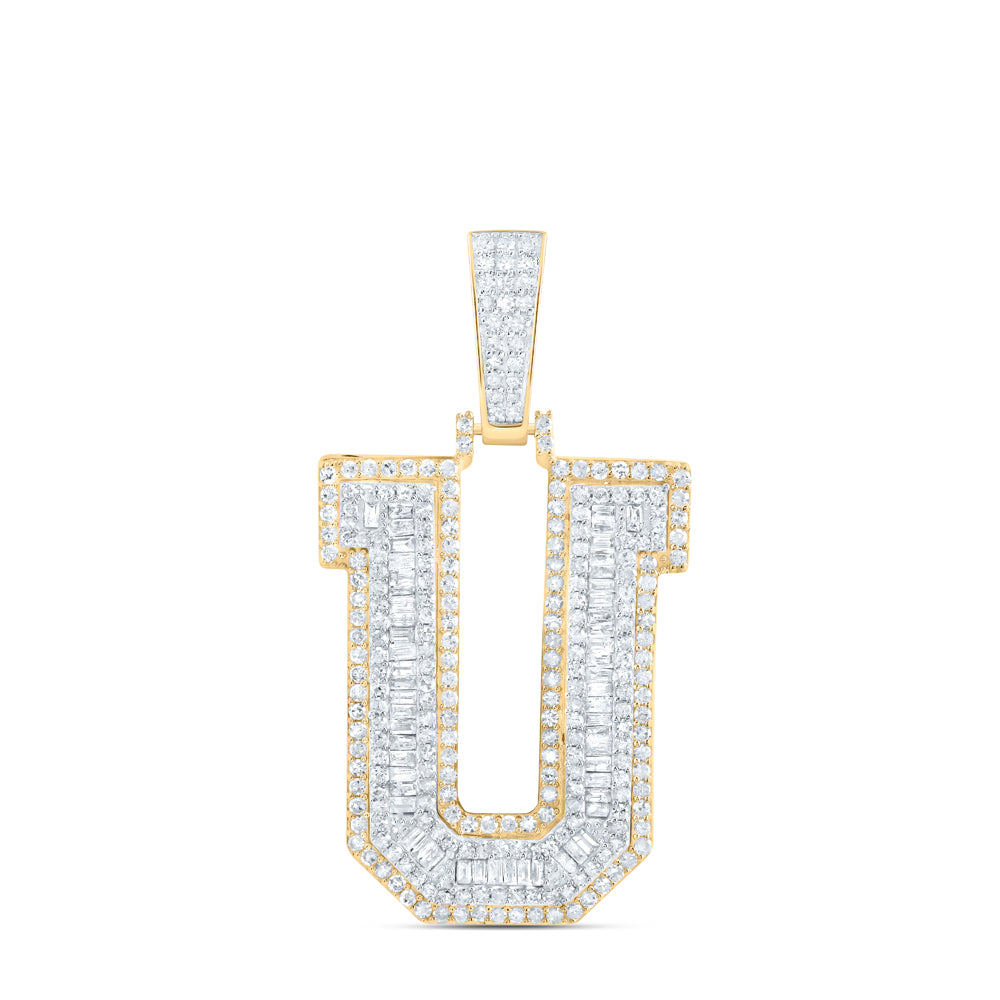 10Kt Yellow Gold 2 Ctw-Dia P1 Initial U" Mens Pendant" (10.7 grams)