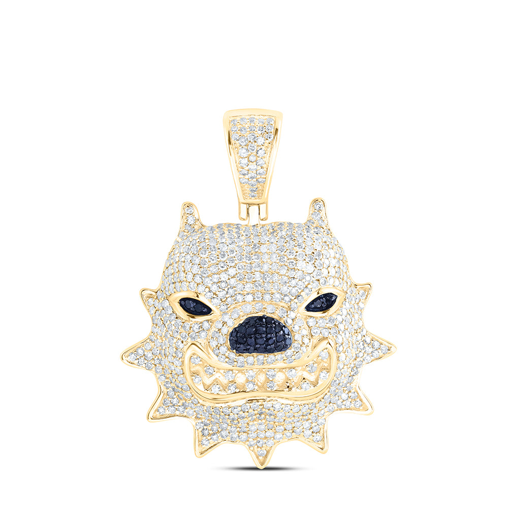 10Kt Yellow Gold 2 1/3Ctw-Dia Nk Mens Bulldog Charm (13.37 grams)