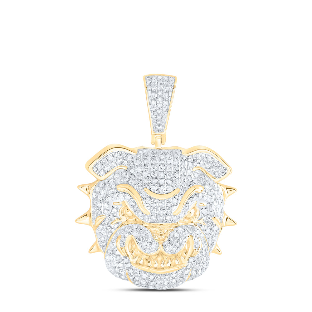 10Kt Yellow Gold 1Ctw-Dia Nk Mens Bulldog Charm (11.15 grams)
