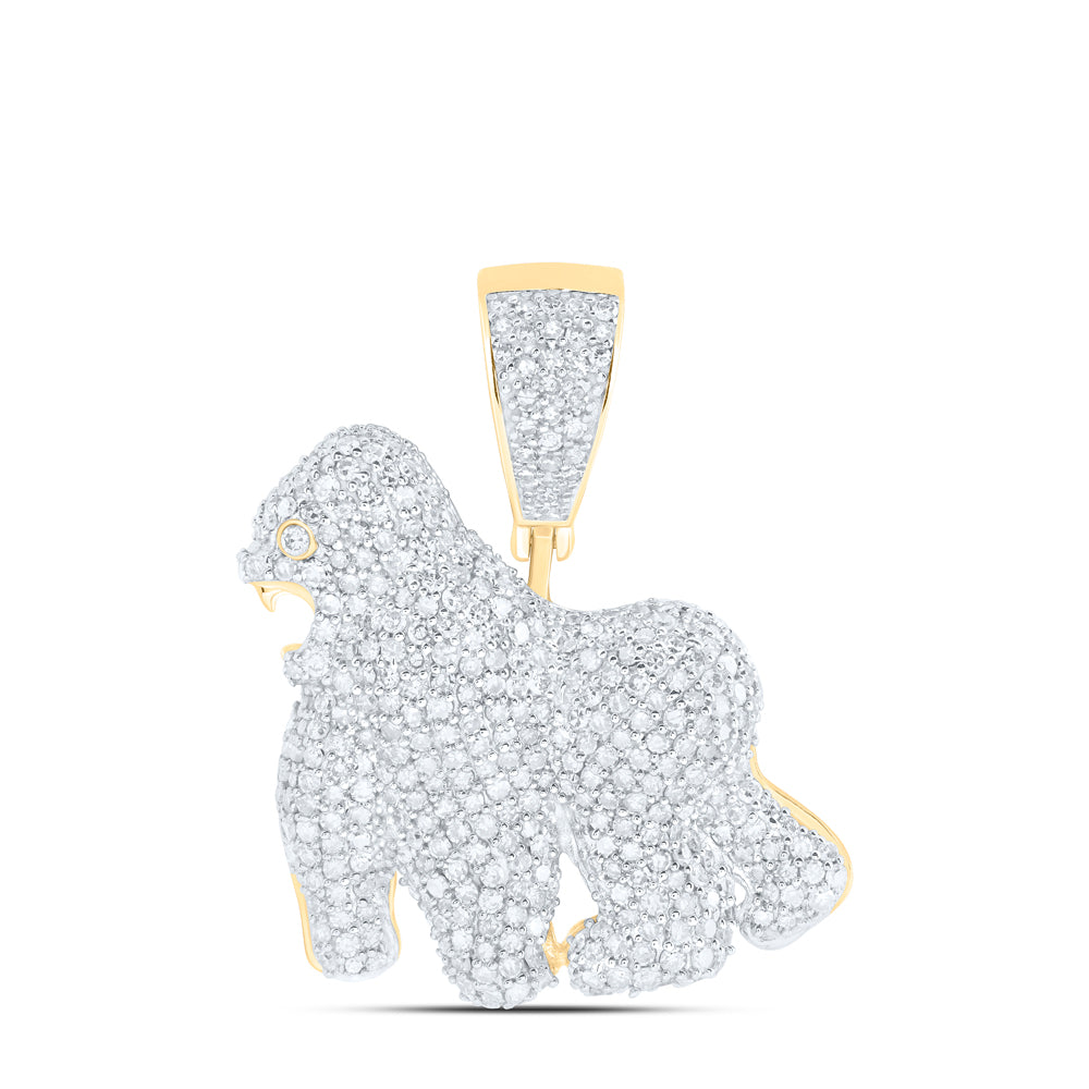 10Kt Yellow Gold 1 3/4Ctw-Dia Nk Mens Gorilla Charm (6.82 grams)