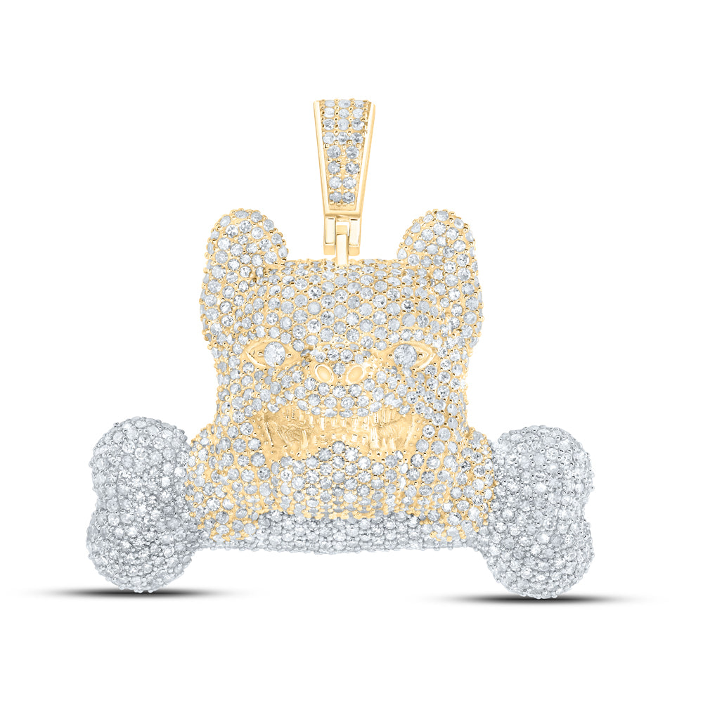 10Kt Yellow Gold 4Ctw-Dia Nk Mens Frenchie/Bulldog Charm (11.92 grams)