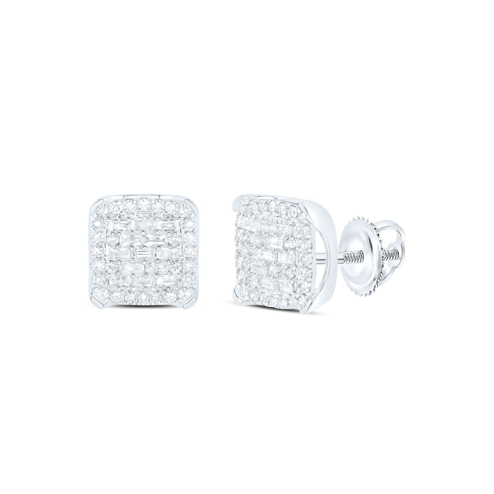 10Kt White Gold 1/2Ctw-Dia Nk Square Earring (2.3 grams)