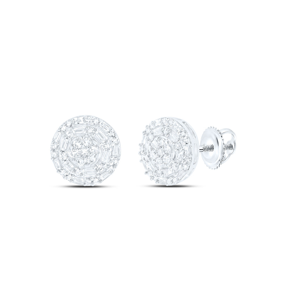 10Kt White Gold 1/2Ctw-Dia Nk Round Shape Earring (1.71 grams)