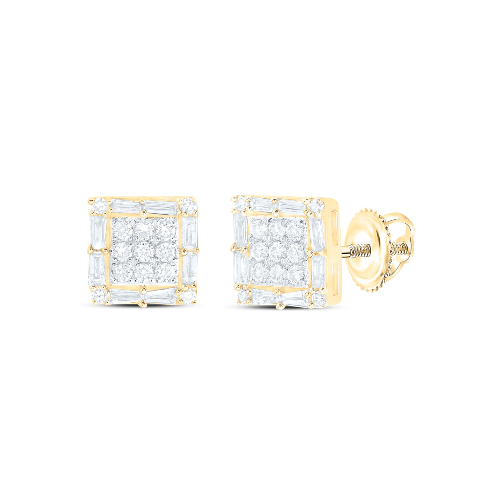 10Kt Yellow Gold 1/2Ctw-Dia Nk Square Earring (1.39 grams)