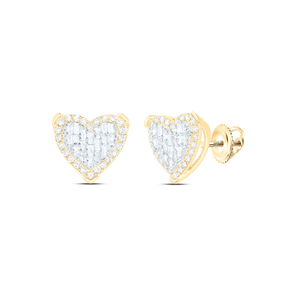 10Kt Yellow Gold 1/2Ctw-Dia Nk Heart Earring (2.43 grams)
