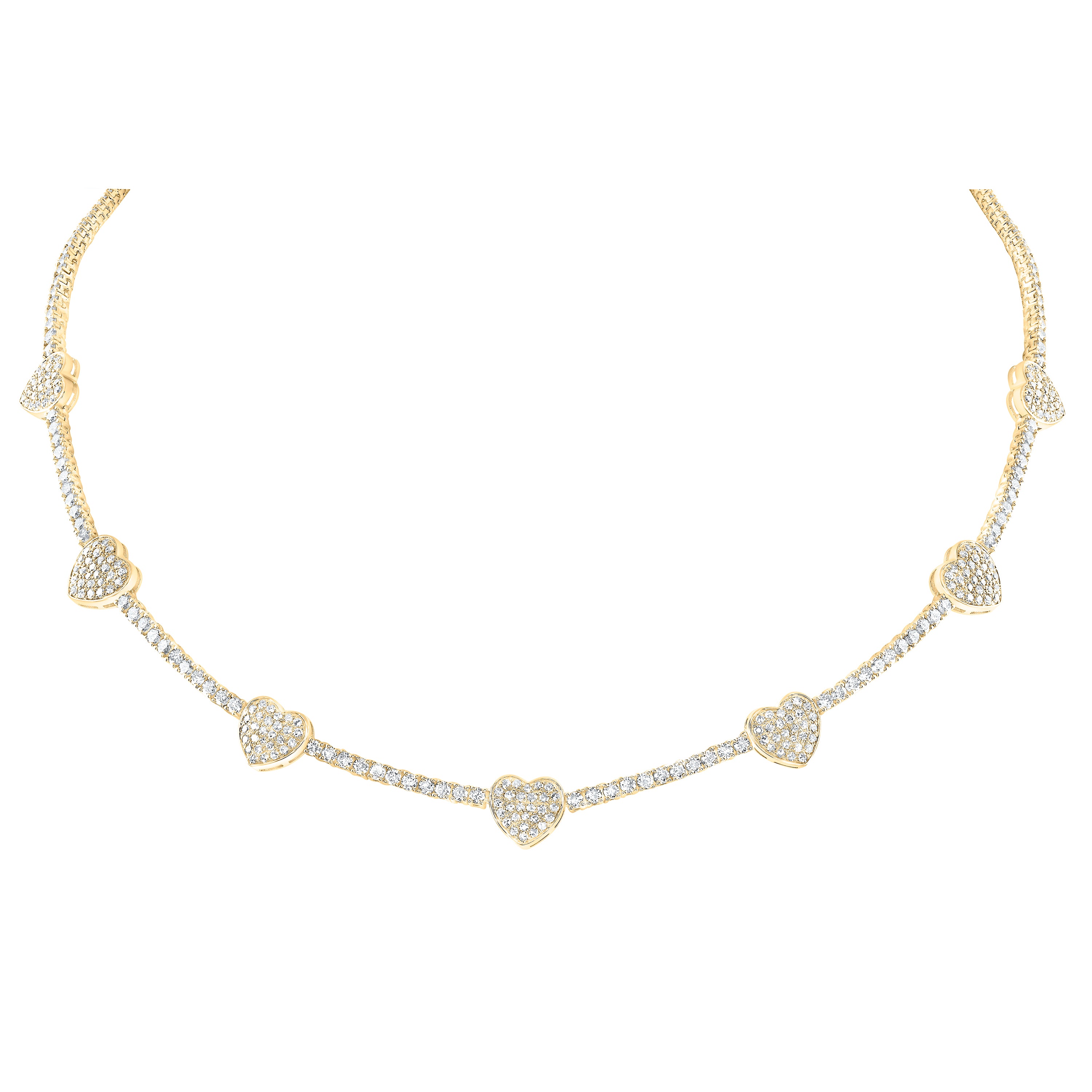 14Kt Yellow Gold 5 1/2Ctw-Dia Nke Heart Fashion Necklace (17Inch) (12.93 grams)