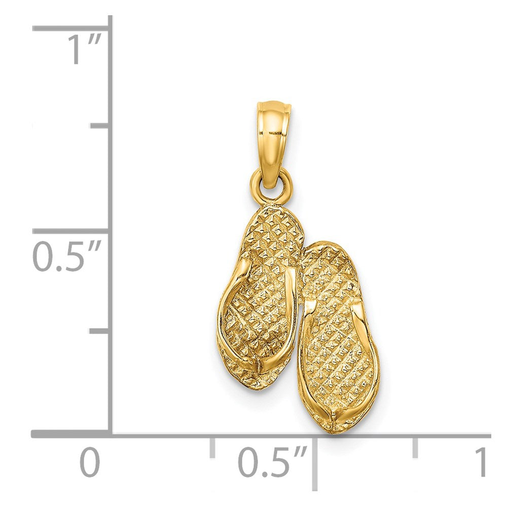 14k Yellow Gold 10.2 mm 3D FT. MYERS Double Flip-Flop Charm (1.36 grams)