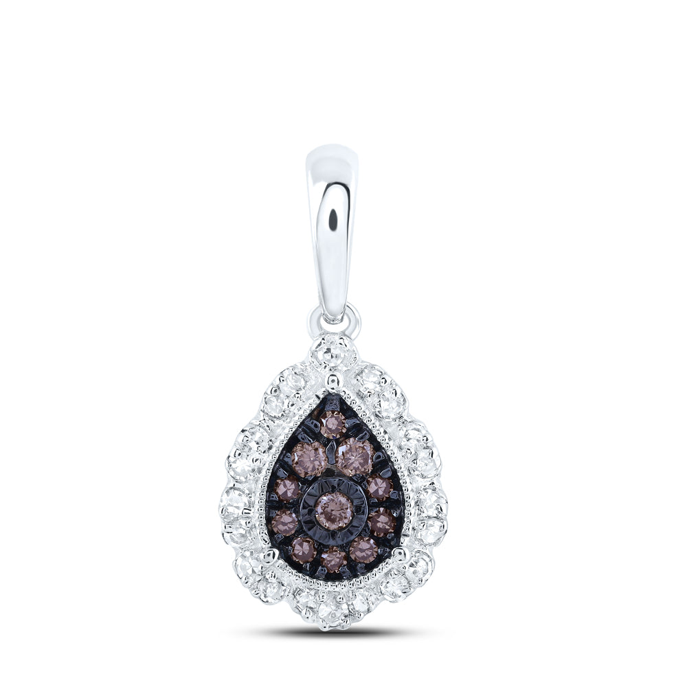 10Kt White Gold 1/5Ctw-Dia Nk Cognac Pendant (1.04 grams)