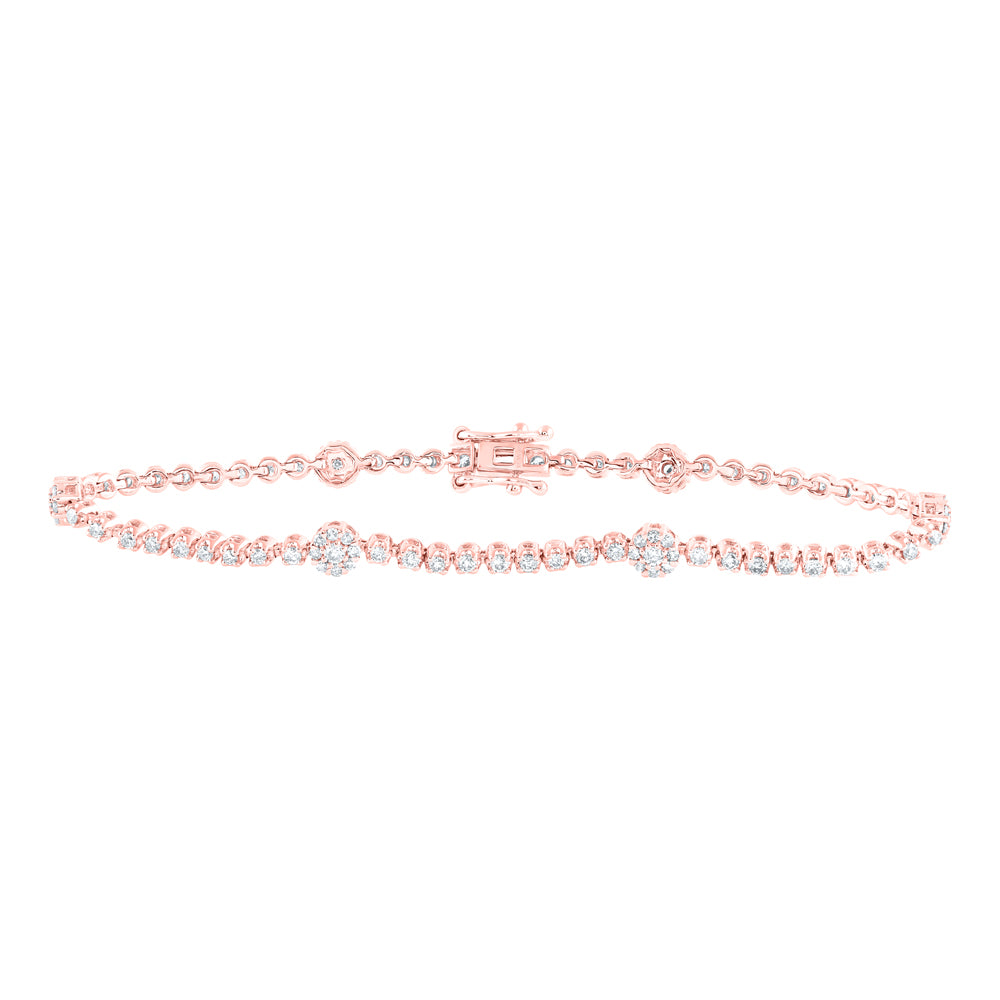 10Kt Rose Gold 1 1/2Ctw-Diamond Ladies Bracelet ( 7 Inch) (6.53 grams)