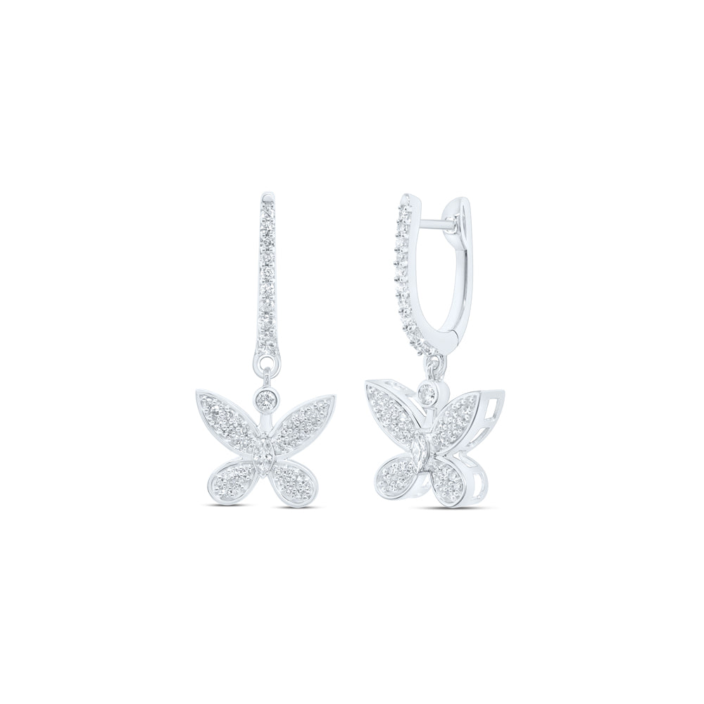 14Kt White Gold 1/2Ctw-Dia Nk Butterfly Earrings (4.91 grams)