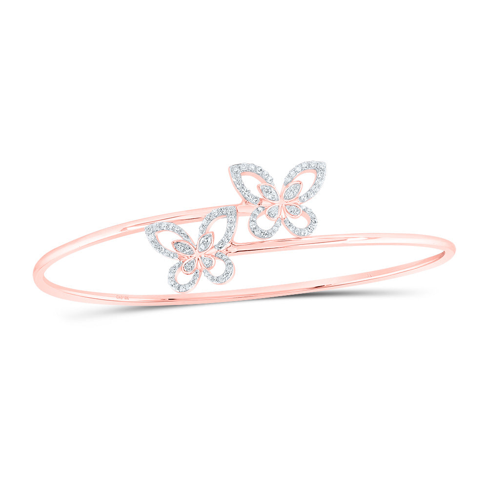 10Kt Rose Gold 3/8Ctw Diamond Butterffly Fashion Bangle (60X48Mm) (5.1 grams)
